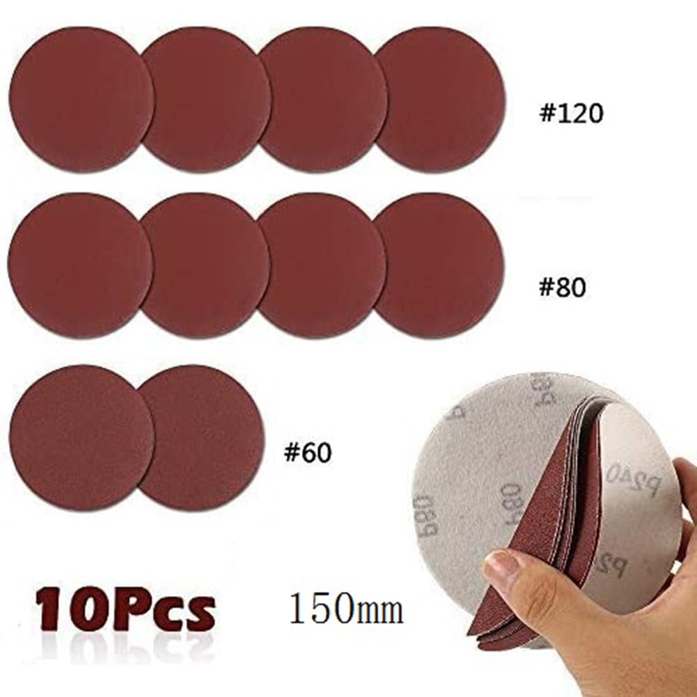 Sandpaper Rounded 10pcs 6 Inch 150mm Round Sandpaper Disk Sand Sheets Hook Loop Grit 60 ...