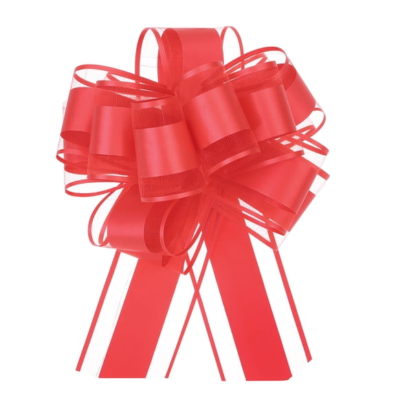 10pcs 6 Inch Large Big Pull Bow Organza Gift Wrapping Bows Ribbon for Wedding Car Christmas Bow, Red