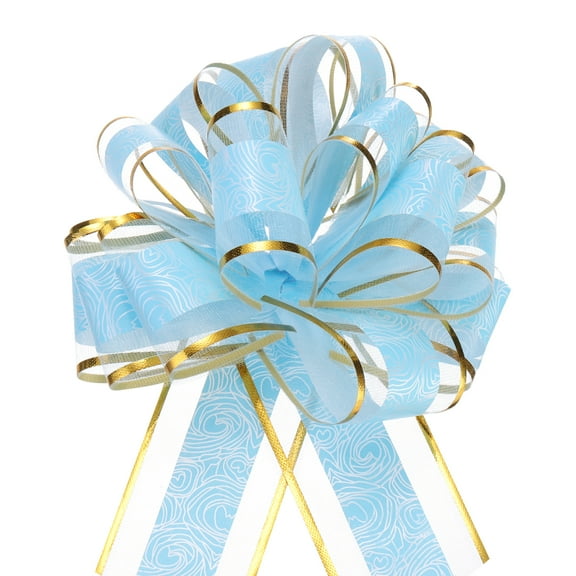 10pcs 6 Inch Large Pull Bow Gift Wrapping Bows Ribbon Organza Light Blue for Wedding Presents Christmas Party