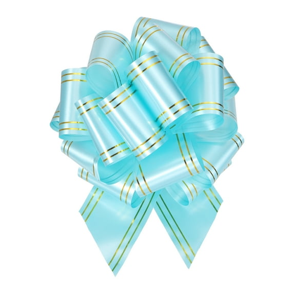 10pcs 6 Inch Large Pull Bow Metallic Light Blue Gift Wrapping Bows with Gold Edge