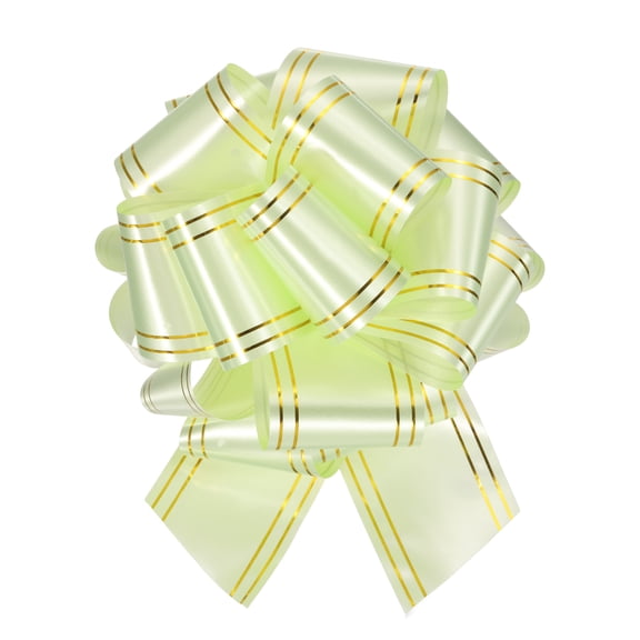 10pcs 6 Inch Large Pull Bow Metallic Light Green Gift Wrapping Bows with Gold Edge