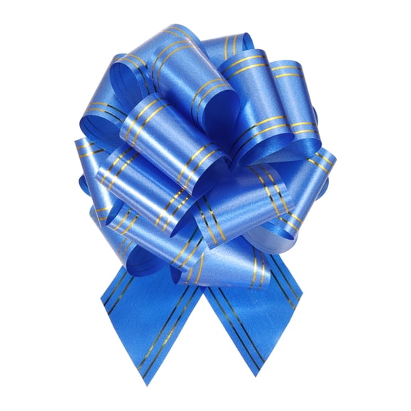 10pcs 6 Inch Large Pull Bow Metallic Sapphire Blue Gift Wrapping Bows with Gold Edge