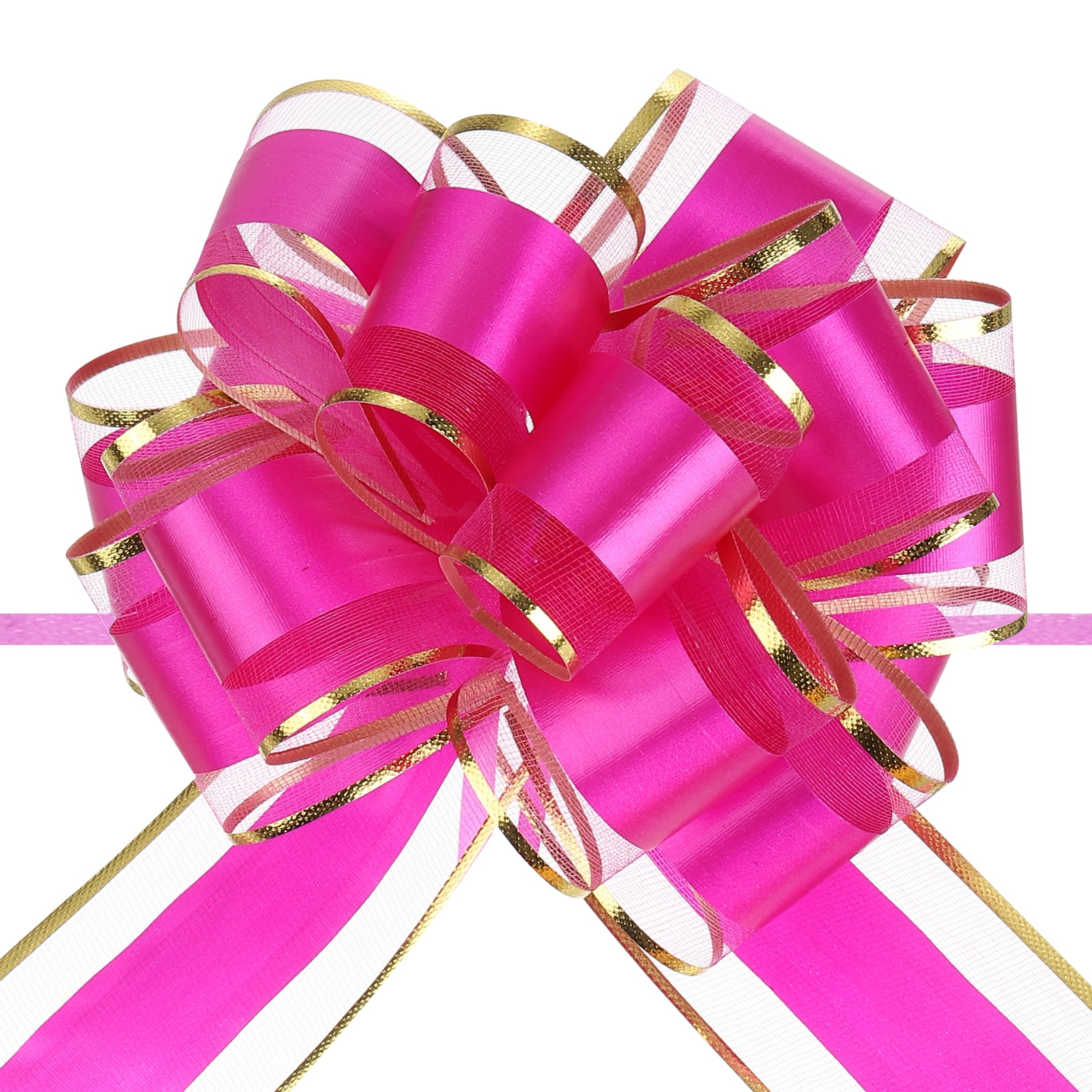 Glitzy Shocking Pink Organza Satin Hair Bow