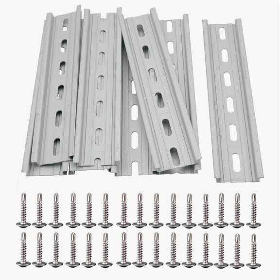 10pcs 6" Long DIN Rail Slotted Aluminum RoHS Standard 35mm Wide 7.5mm High,with Screws for Electrical Components Mounting