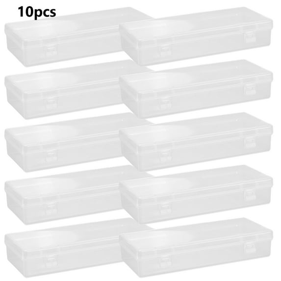 10pcs 6'' Plastic Storage Boxes, Small Storage Containers with Hinged Lids, Clear Box for Beads, Jewelry, Game Pieces, Pens and Crafts Items