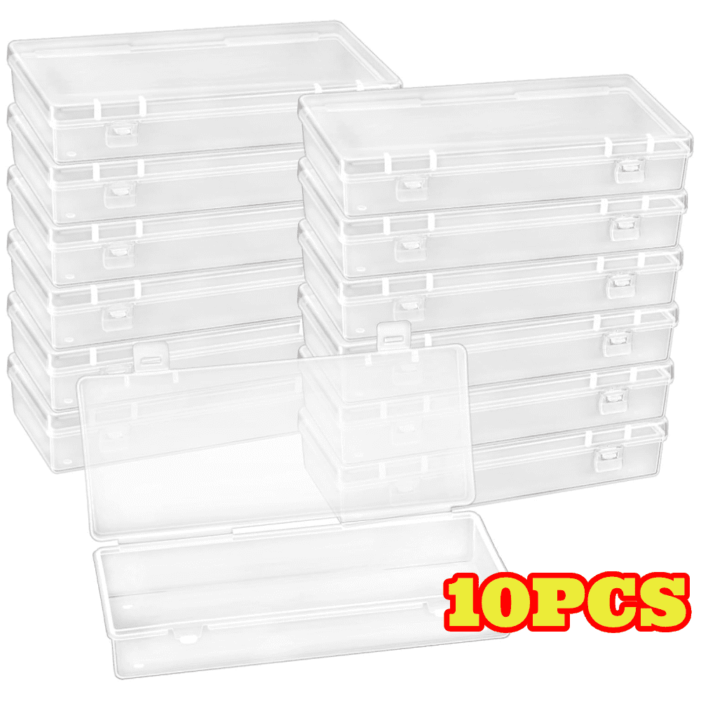 10pcs 6'' Plastic Storage Boxes, Small Storage Containers with Hinged ...