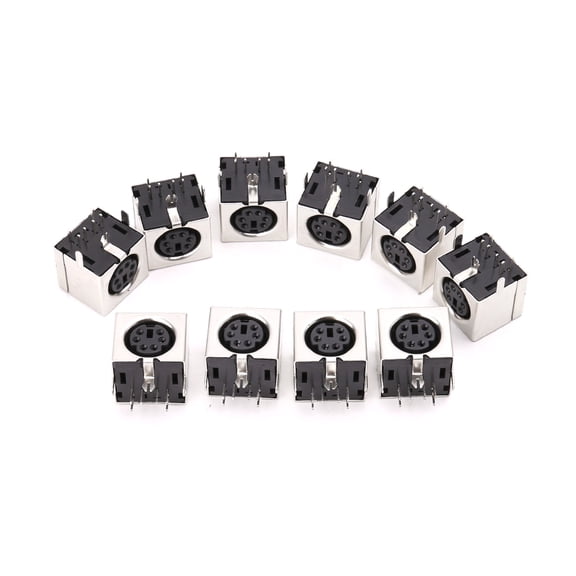 10pcs 6-pin Din Socket Connectors PS-2 Female Plug PCB Solder Connector