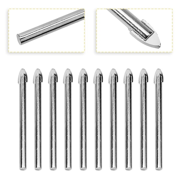 Clupup 10pcs Glass Marble Porcelain Spear Head Ceramic Tile Drill Bits Set 6mm Spade Drill Bit For Ceramic Wall Concrete Hole Opener