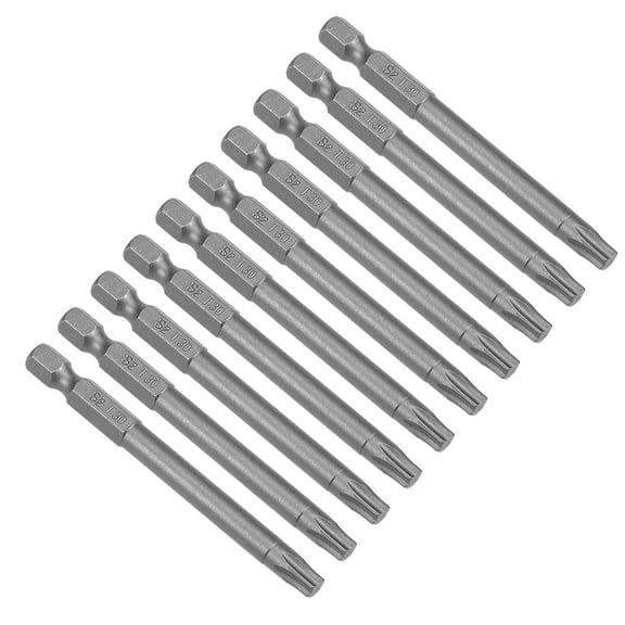 10pcs 75mm 1/4" Hex Shank T30 Torx Screwdriver Bits S2 High Alloy Steel