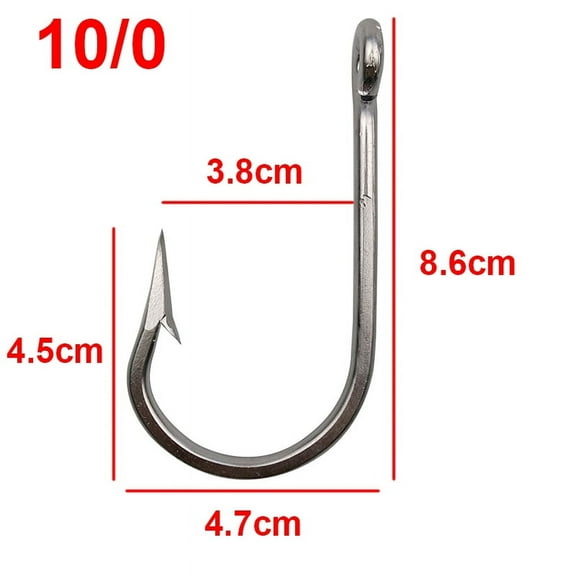 10pcs 7732 Stainless Steel Fishing Hooks Sharp Big Thick Tuna Bait Fishing Hook Size 5/0 6/0 7/0 8/0 9/0 10/0 11/0 12/0