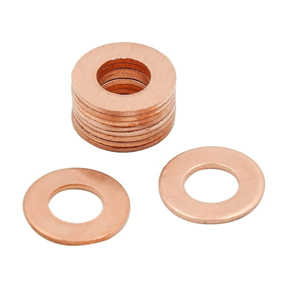 REGALWOVEN 10pcs 7mm Inner Dia Car Copper Washers Flat Sealing Gaskets Rings