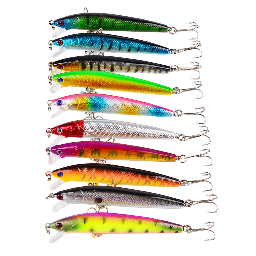 10pcs 8.5g Hard Bait Fishing Lure Set Floating Hard Lures 10 Color Fishing Lures for Saltwater