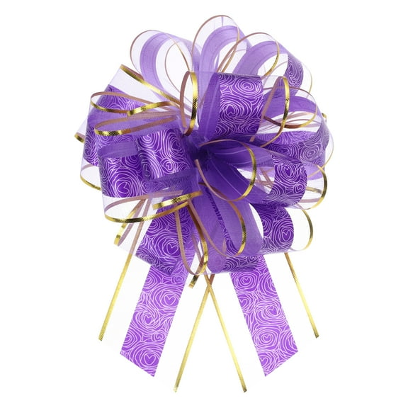 10pcs 8 Inch Large Pull Bow Gift Wrapping Bows Ribbon Organza Purple for Wedding Present Party