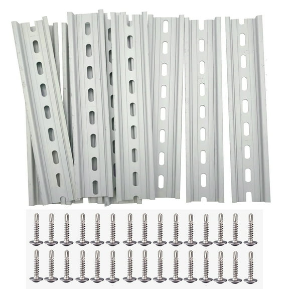 10pcs 8" Long DIN Rail Slotted Aluminum RoHS Standard 35mm Wide 7.5mm High,with Screws for Electrical Components Mounting