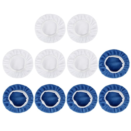 10pcs 9-10 Inch Deep Blue White Soft Mircrofiber Car Wax Polishing Bonnet Buffing Pad Washable Covers Polisher Waxing