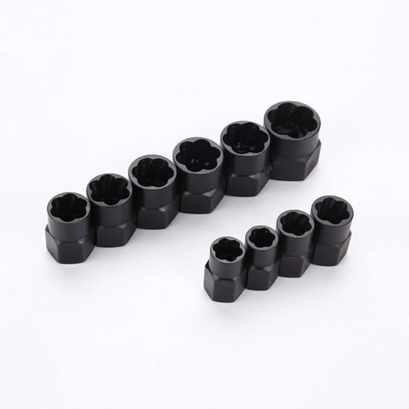 10pcs 9~19mm Broken Nut Extractor Sleeve Tool Set Hex Nut Bolt Removal Tool
