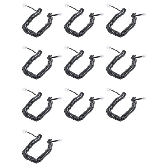 10pcs 9.3 Inch Black RJ9 Telephone Phone Modem Coil Line Cord Cable