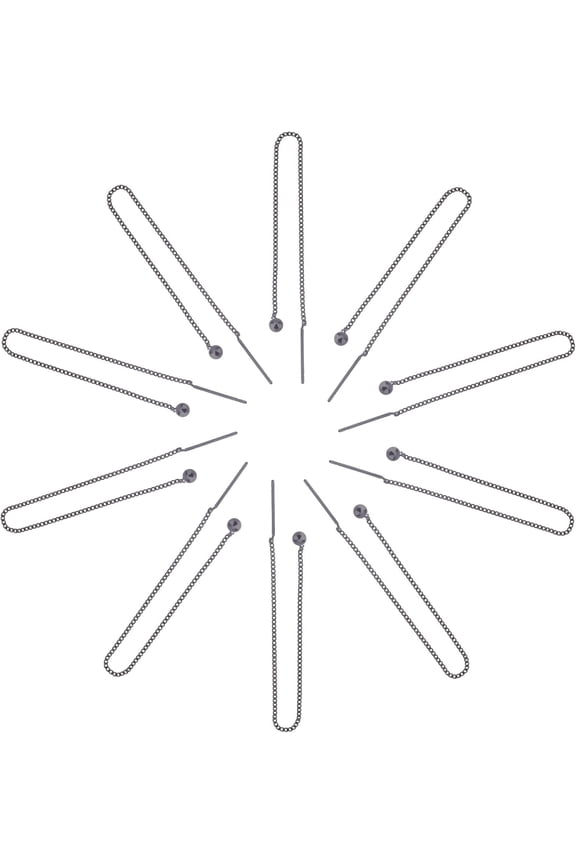 10pcs 98mm Electrophoresis Black Ball Ear Thread Stainless Steel Chain Earrings Thread Hypoallergenic Ear Wire Long String Dangle Earrings Minimalism Ear Thread diy