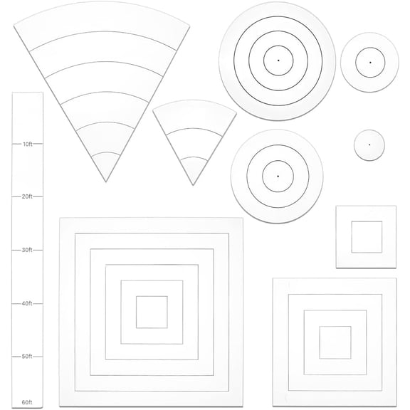 10pcs AOE Spell Templates Acrylic AOE Damage Template 1pc Straightedge 4pcs Circles 3pcs Squares 2pcs Sectors