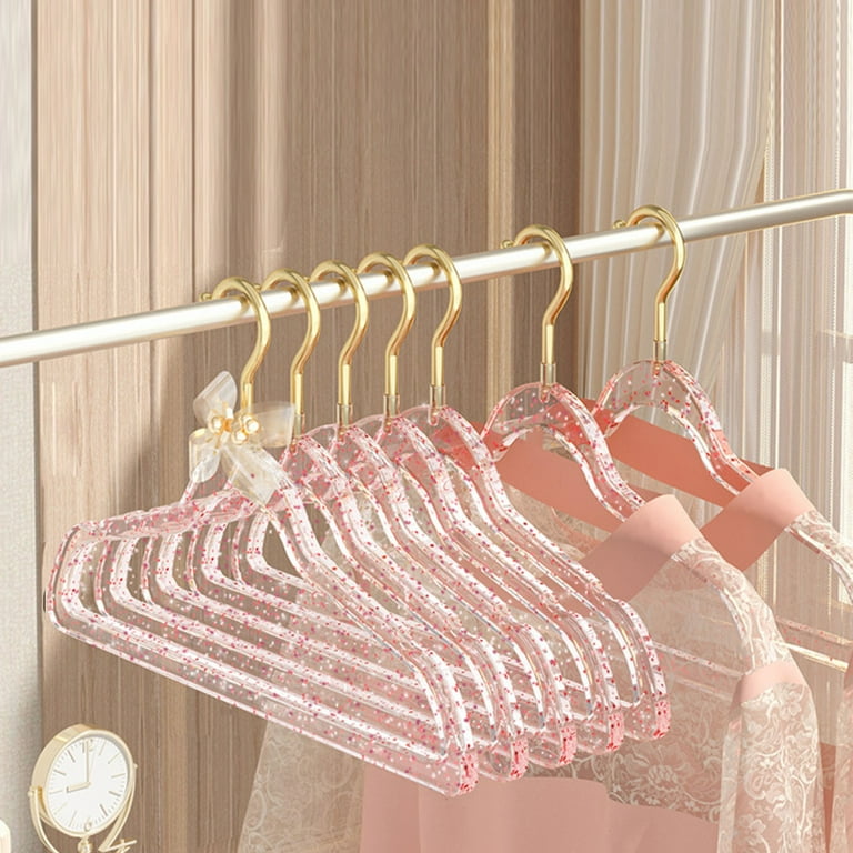 10pcs Acrylic Clear Glitter Hangers Home Heavy Duty Clothes Hanger for  Coats Jeans Trousers Sweater-Red