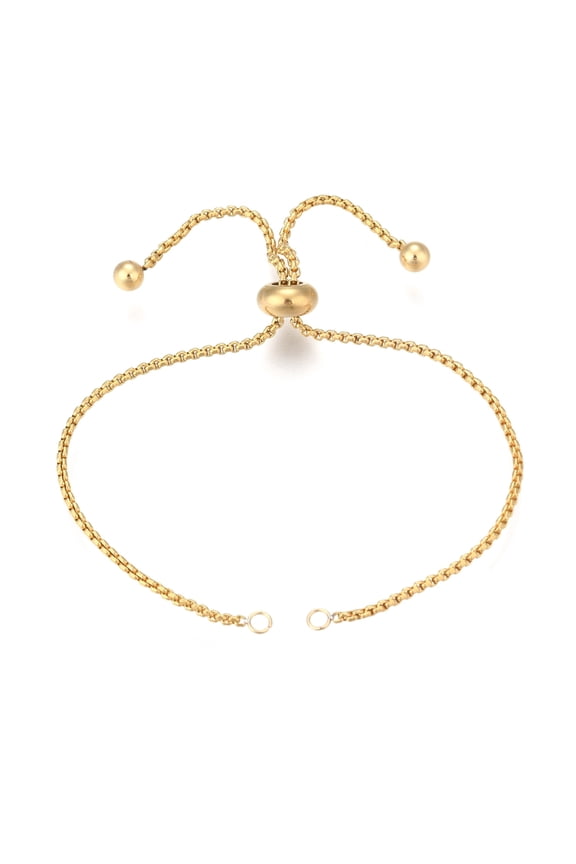 10pcs Adjustable 304 Stainless Steel Bracelet Making Slider Bracelets for DIY Jewelry Craft Supplies Golden Total Length: 9 inch(23cm) 1.5mm Hole: 2mm