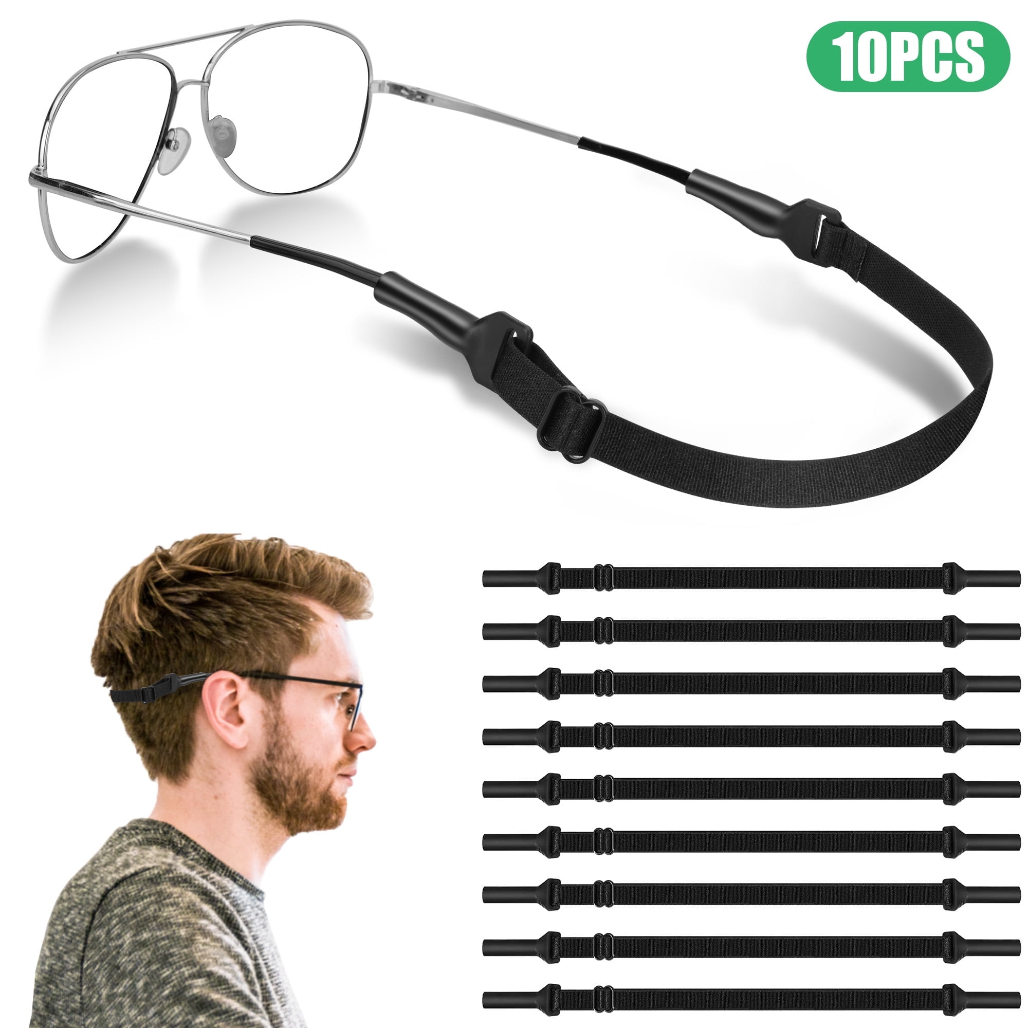 10pcs Adjustable Glasses Straps, TSV No Tail Nylon Eyewear Retainers