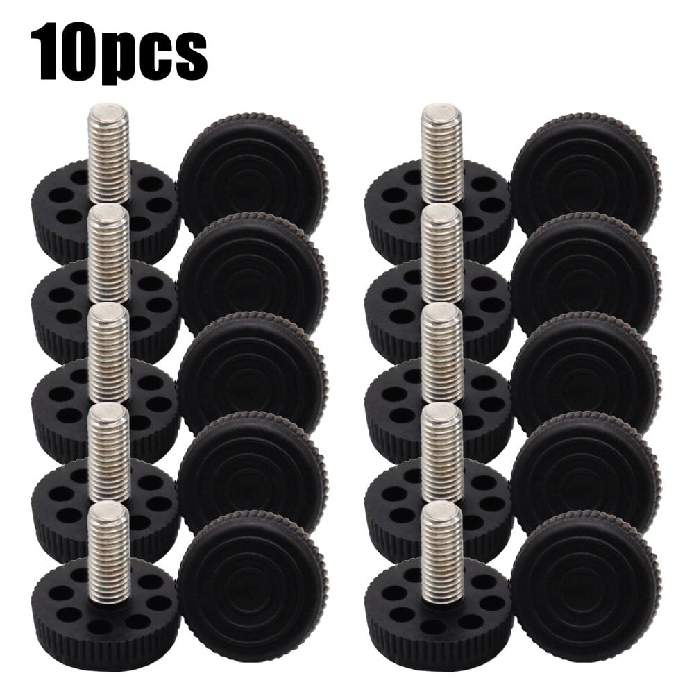 10pcs Adjustable Height Feet Metric Thread M6/M8/M10 Black Plastic Base ...