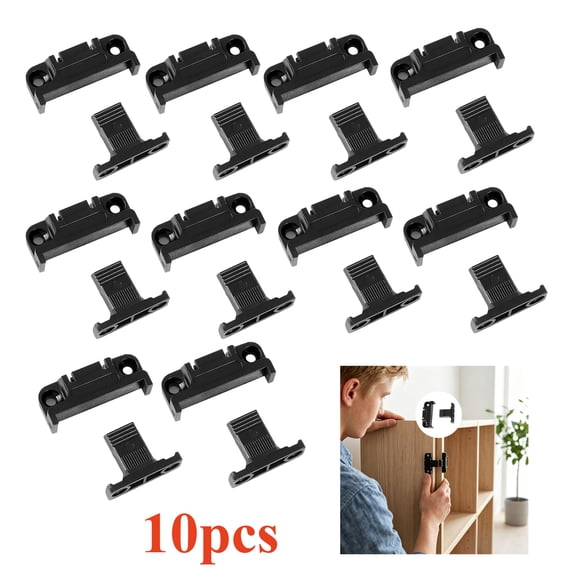 10pcs Adjustable Fixed Matched Hardware, Snap in Quick Release Wall Panel Fastener Fixing Clip, Quick Fitting Furniture Joint Bracket for Cabinet Wardrobe