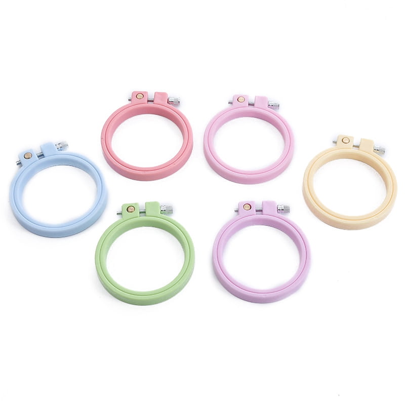 10pcs Adjustable Plastic Flat Round Embroidery Hoops Embroidery Circle Stitch Hoops for Needlework and DIY Embroidery Project Mixed color 75~78mm