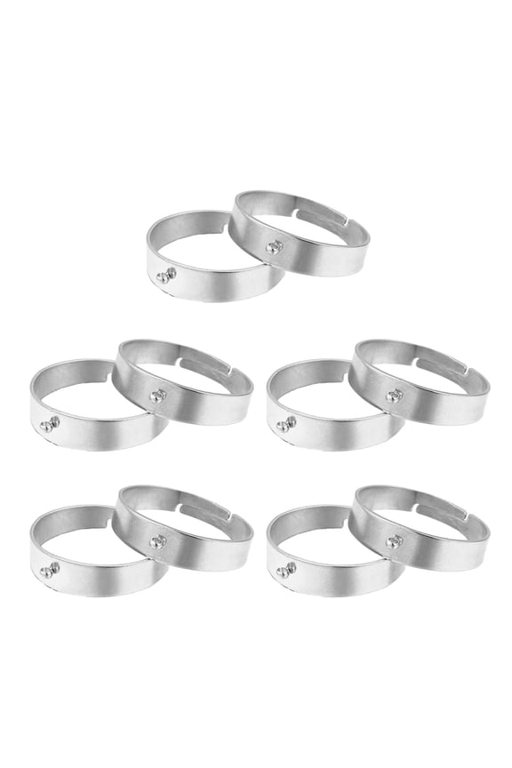 10pcs Adjustable Rings Base Open Finger Rings Setting Stainless Steel Component Jewelry Supplies