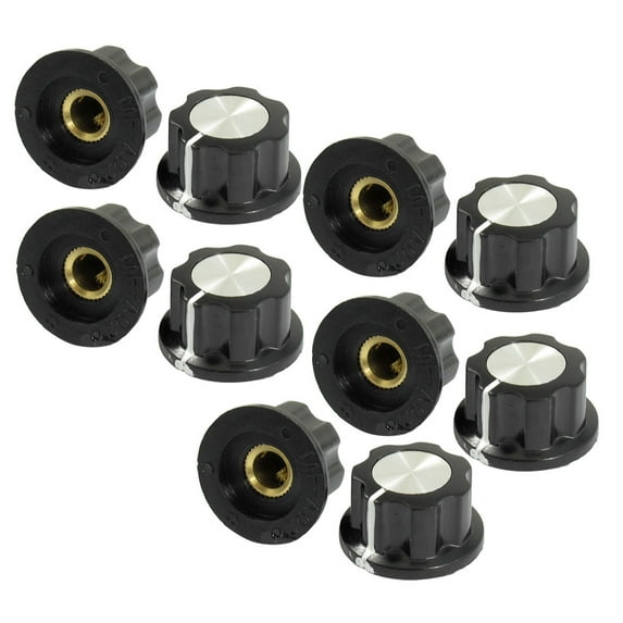 10pcs Adjustable Turn 19mm Top 6mm Shaft Insert Dia Potentiometer Rotary Knobs
