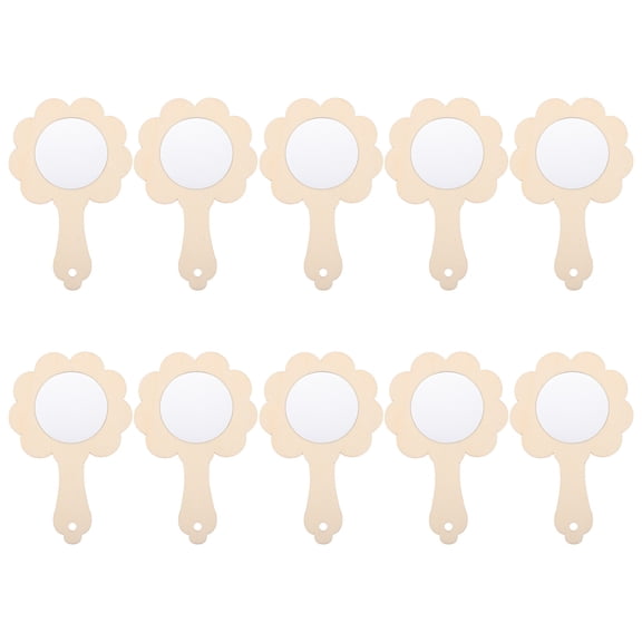 10pcs Adorable Kids Mirrors DIY Printing Hand Mirrors Wooden Small