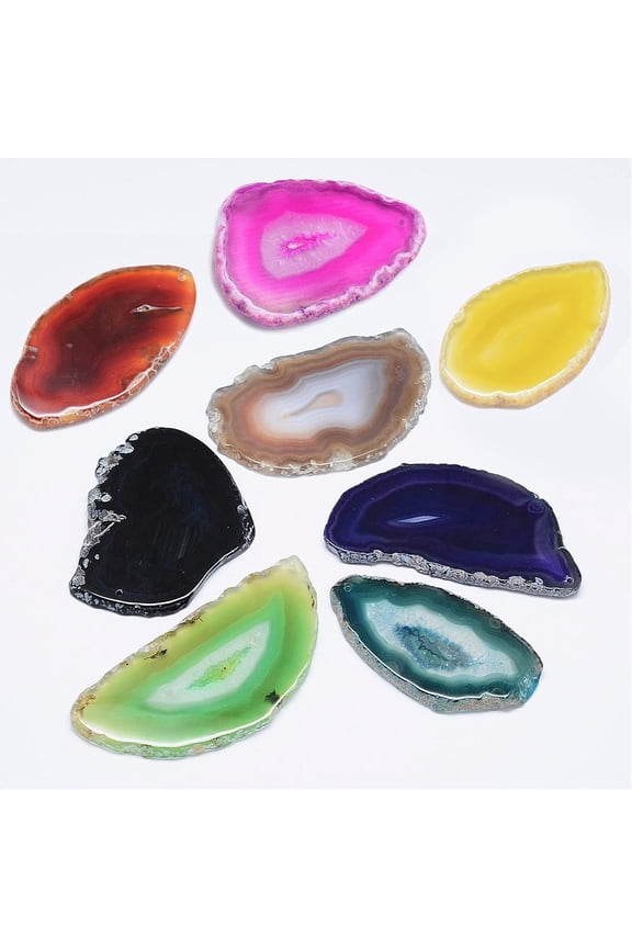 10pcs Agate Pendants Dyed Nuggets Mixed color 60~85x35~55x5mm Hole: 2mm