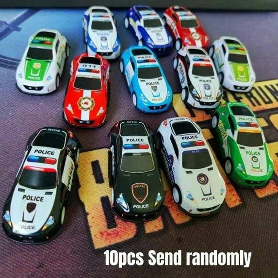 10pcs Alloy Car Model Toys Mini Diecast Iron Sheet Police Cars for Boys Sliding Inertia Vehicle Kids Birthday Birthday Toy Gifts