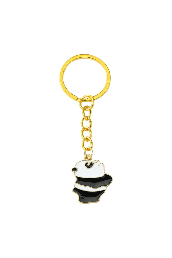 10pcs Alloy Enamel Keychain with Iron Findings Panda Golden 7.5cm : 24mm