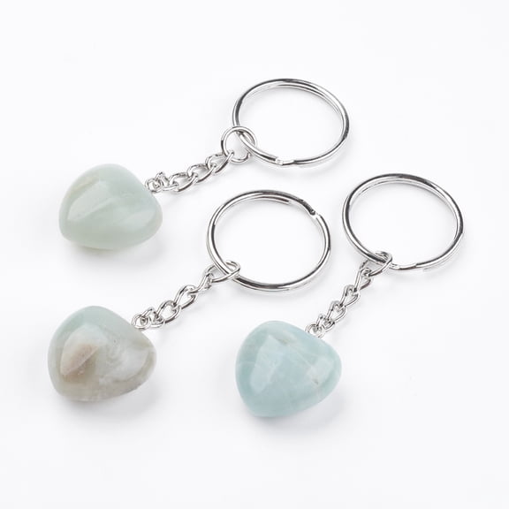 10pcs Amazonite Keychain with Iron Findings Heart 72mm
