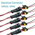 thumbnail image 1 of 10pcs Amp/Tyco 2Pin 12V Waterproof Electrical Wire Connector Plug Cable Kit, 1 of 13
