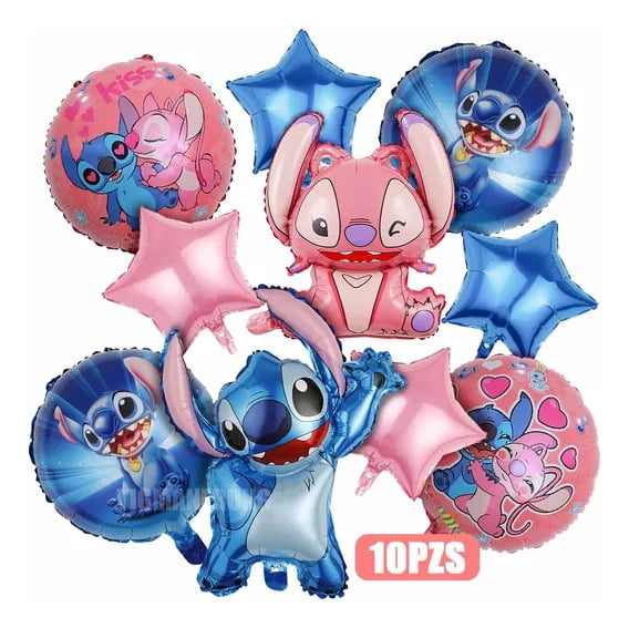 10pcs Anagram Stitch Foil Mylar Balloon - Party Supplies Decorations,Family decor, Kids decoration,Garland kitHappy birthday party decoration