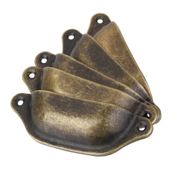 10pcs Antique Brass Cabinet Knob Wardrobe Drawer Bin Shell Pull Handle