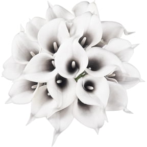 10pcs Artificial Calla Lily Flower Real Touch Latex Flowers for DIY Wedding Bouquet Party Home Decor (White-Yellow Core)