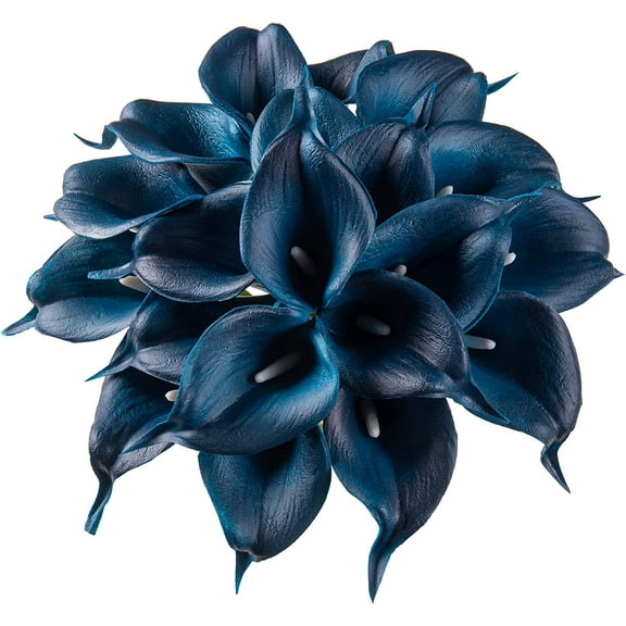 10pcs Artificial Calla Lily Flower Real Touch Latex Flowers for DIY Wedding Bouquet Party Home Decor (White-Yellow Core)