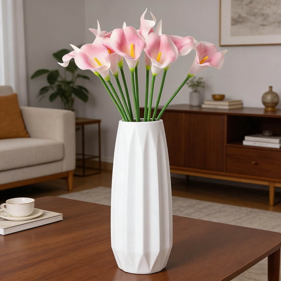 10pcs Artificial Calla Lily Silk Flowers 13.78" for Home Kitchen Wedding Table Decoration (Light Purple)