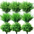 thumbnail image 1 of 10pcs Artificial Grass Plants Outdoor UV Resistant Bulk Fake Faux Bushes Flowers Mums Outside Faux Plastic Greenery Shrubs Arrangement for Home Garden Backyard Window Box Hanging Basket, 1 of 5