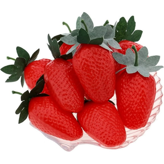 10pcs Artificial Large Strawberries Fake Fruit Lifelike Red Realistic Plastic Strawberry for Home Kitchen Party Wedding Decoration Arrangements Photography Prop