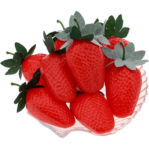 10pcs Artificial Large Strawberries Fake Fruit Lifelike Red Realistic Plastic Strawberry for Home Kitchen Party Wedding Decoration Arrangements Photography Prop