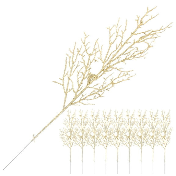 STRANDCHIC 10Pcs Golden Artificial Leaves Artificial Plants Xmas Tree Decorative Festival Supplies