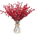 thumbnail image 1 of 10pcs Artificial Red Berry Stems Holly Christmas Berries for Festival Holiday Crafts and Home Decor, 13.6 Inches Burgundy Berry Floral Christmas Tree Decorations, 1 of 5