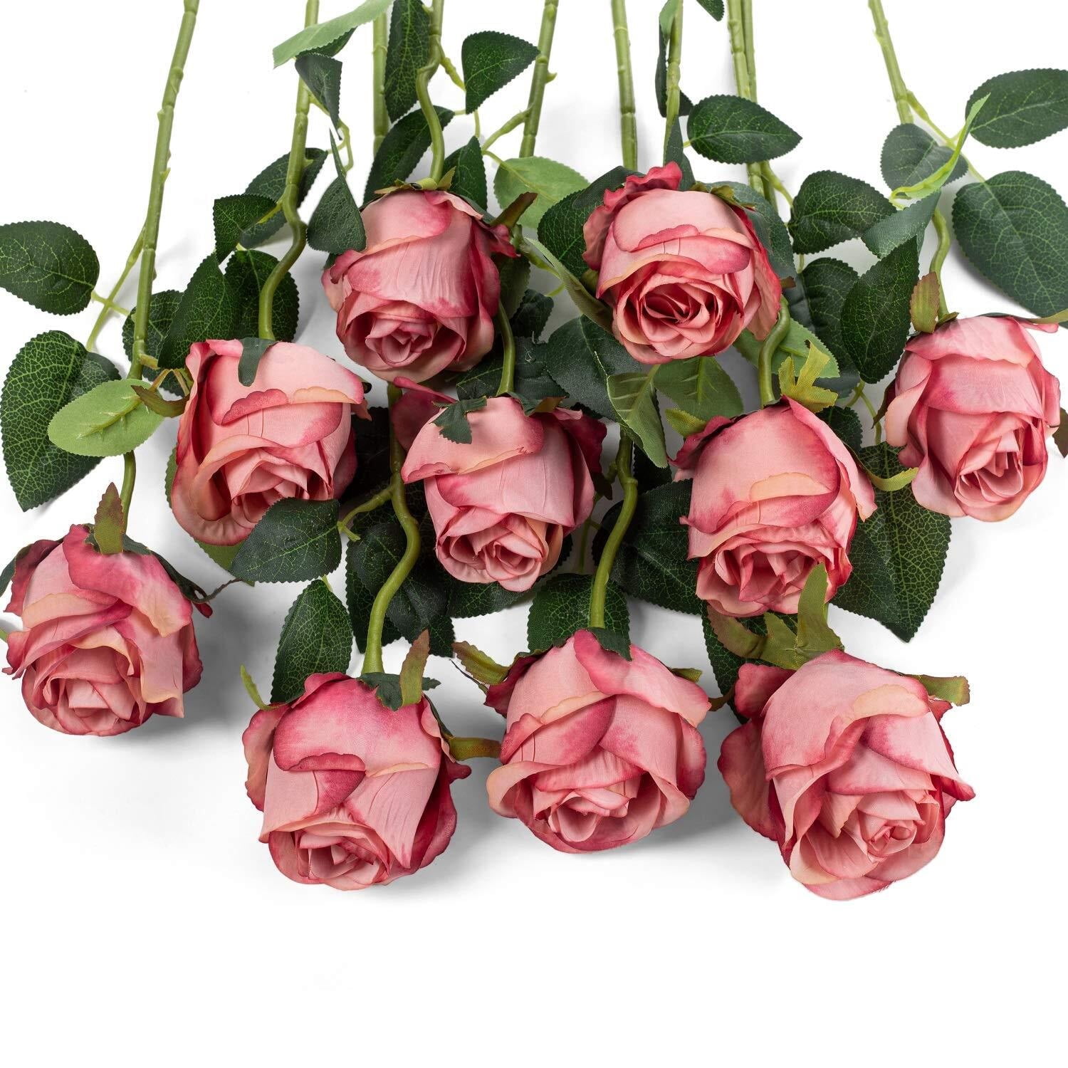 Expensive Fake Roses 10pcs Artificial Rose Flowers Long Stem Fake Silk Roses for DIY Wedding ...