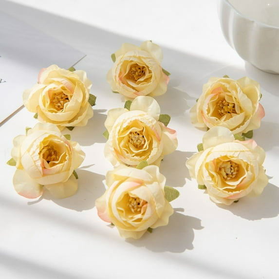 10pcs Artificial Roses Buds Flowers Bulk, 1.6 Inch Small Silk Fake Roses Flower Heads for Decoration, DIY Crafts, Wedding Party Home Decor