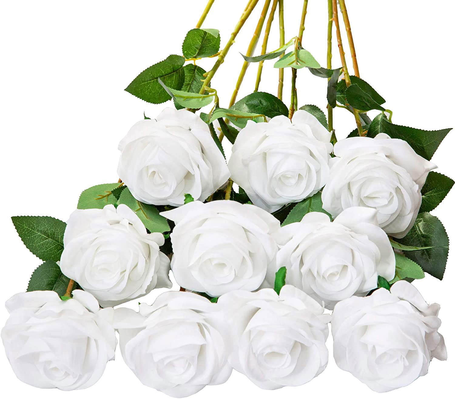 10pcs Artificial Roses Fake Silk Rose Flower Long Stems Bouquet for ...
